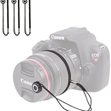 Foto&Tech Camera Lens Cap Leash with Elastic String, Compatible with Universal DSLR SLR Evil Mirrorless Cameras Video (x3)